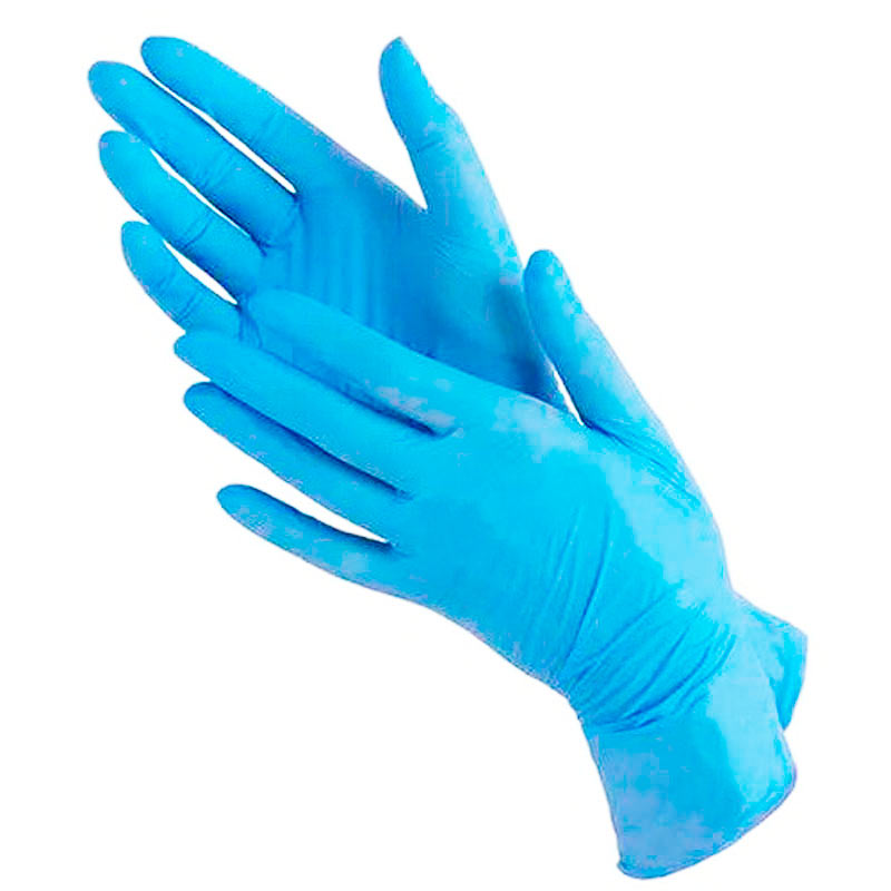 BENOVY Перчатки нитриловые текстурированные на пальцах голубые S 100 шт